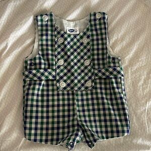 VTG Bryan blue and green gingham romper/jon jon